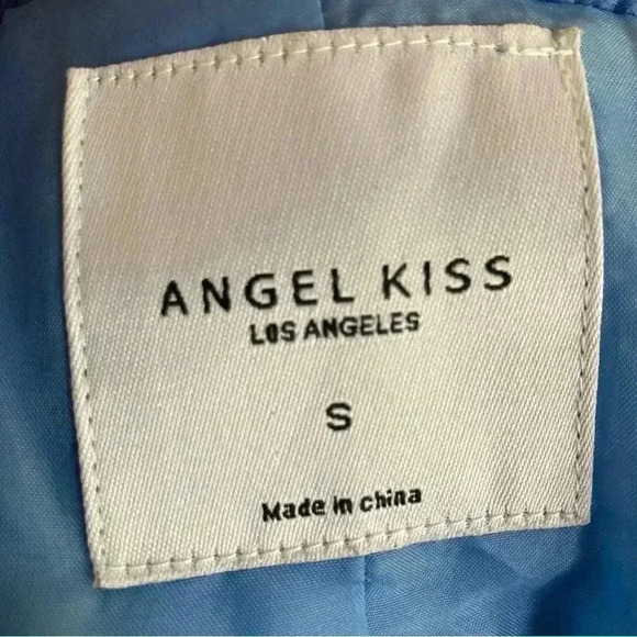 Angel Kiss Blue Sherpa Bomber Zip Up Jacket Size Small - Picture 2 of 7